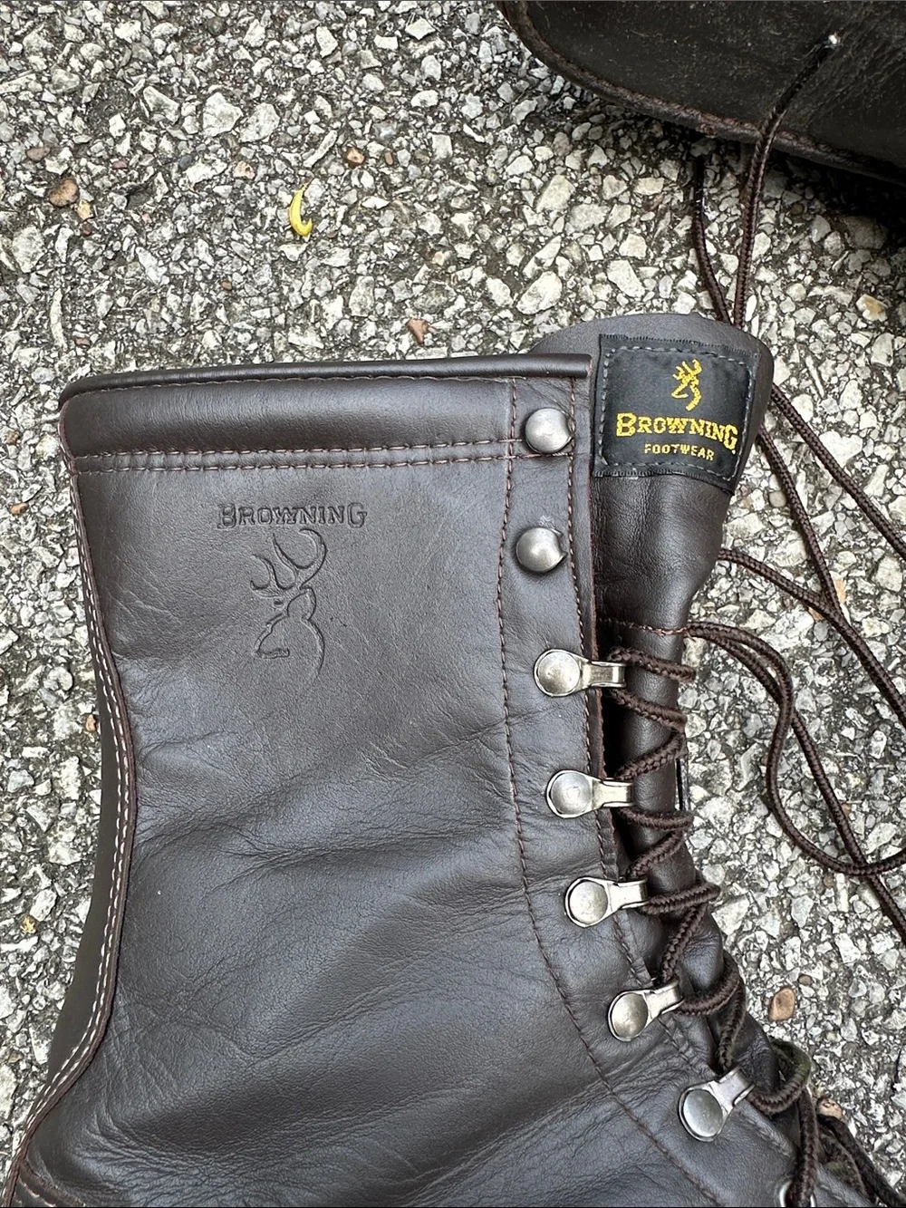 Browning Dark Brown Leather Moc Toe Lace-Up Men's Boots Vintage Made in USA